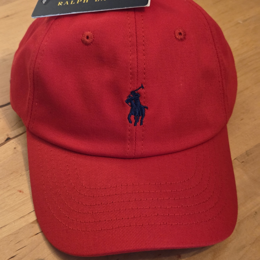 Red W/ Navy Horse Polo Hat - Picture 2 of 6